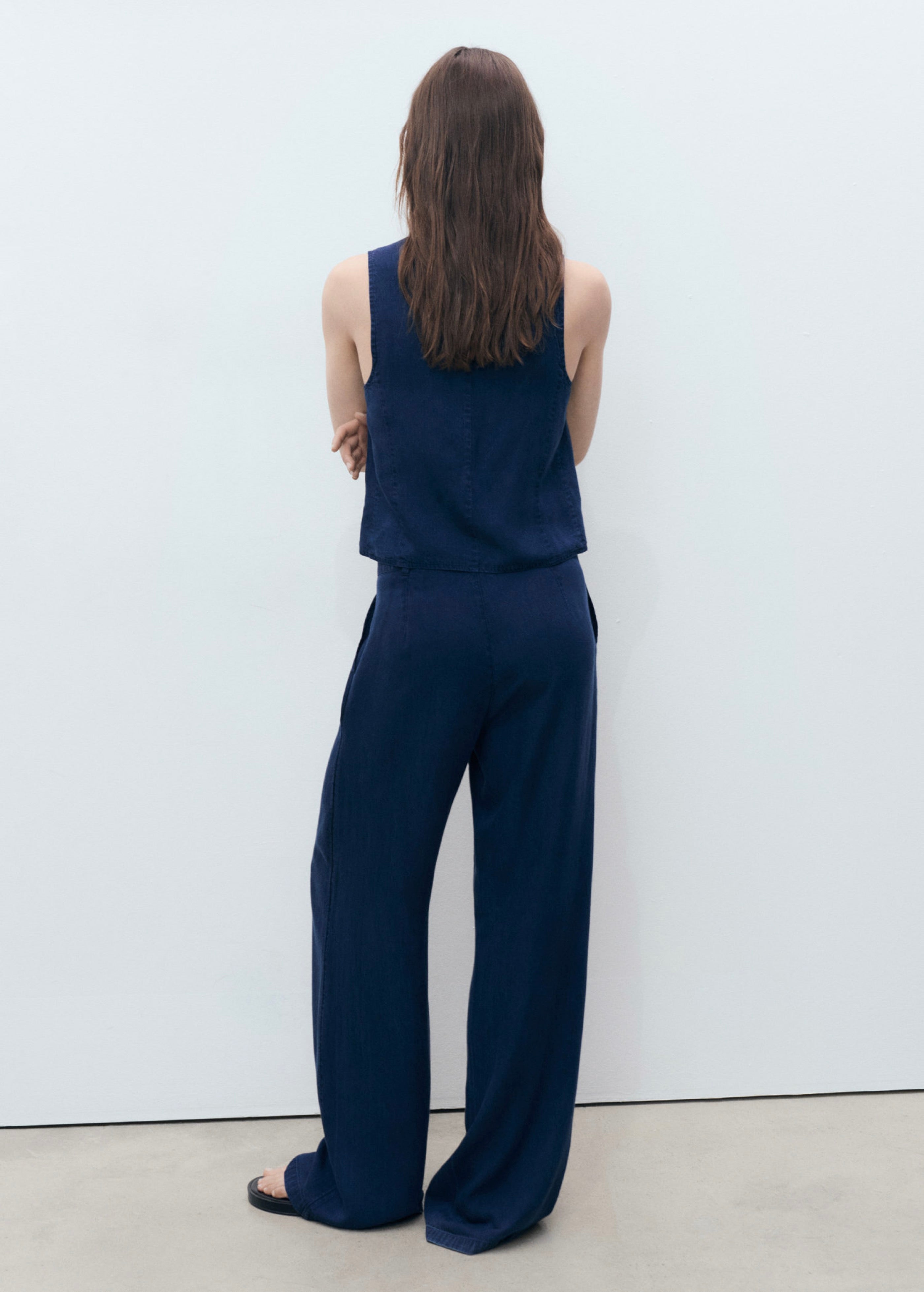 Lyocell Denim Effect Vest - Dark Blue