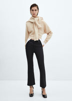 Pantalón Vaquero Flare Crop Encerado - Black