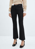 Pantalón Vaquero Flare Crop Encerado - Black