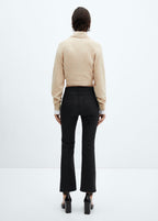 Pantalón Vaquero Flare Crop Encerado - Black
