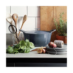 Volcan - Cocotte Ronde Fonte Avec Couvercle - 20cm - Bleu Denim
