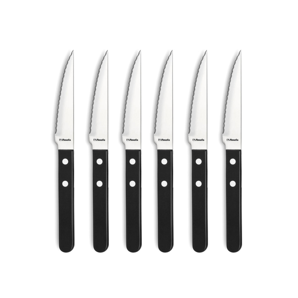 Steak Pizza - Set De 6 Couteaux Steak - Noir