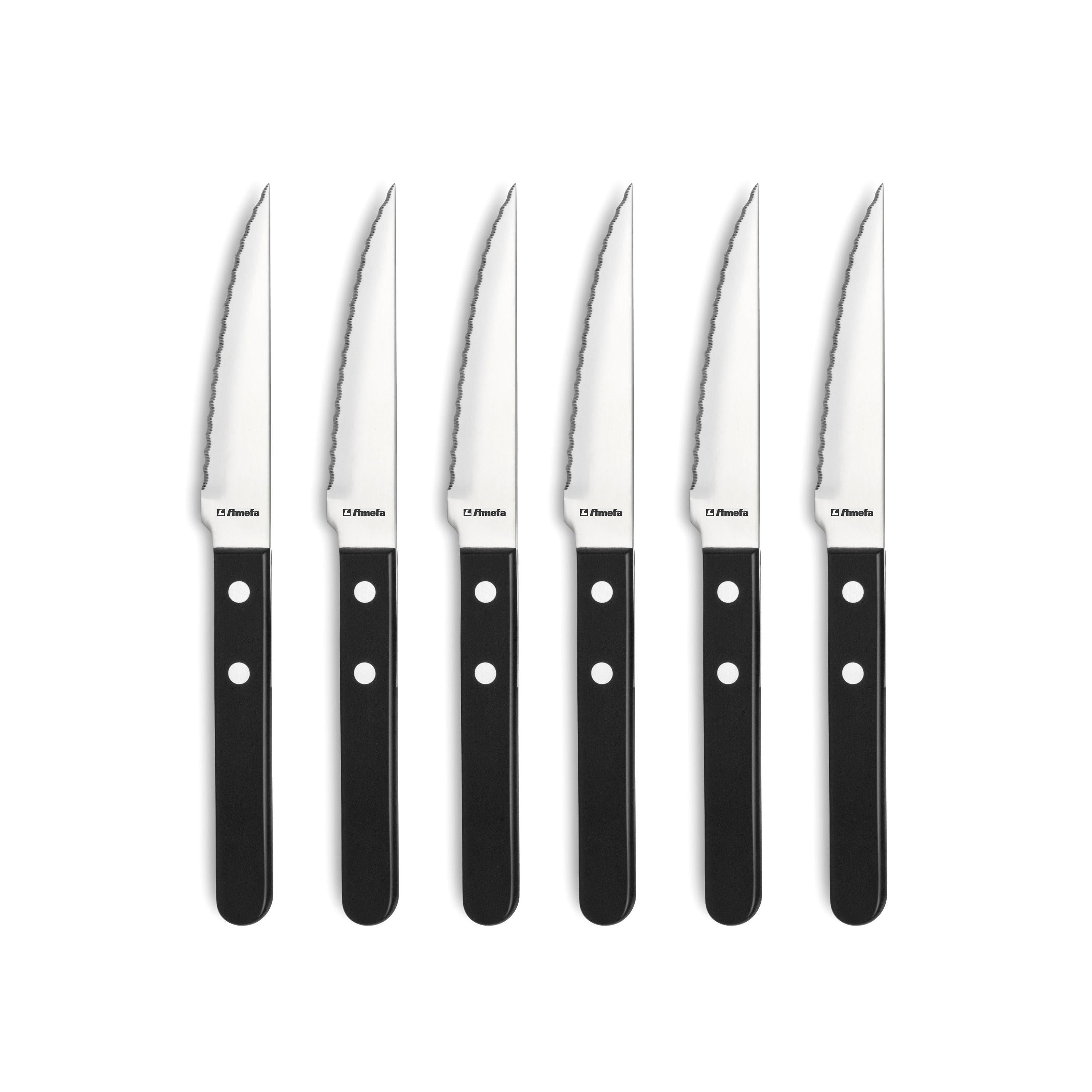 Steak Pizza - Set De 6 Couteaux Steak - Noir