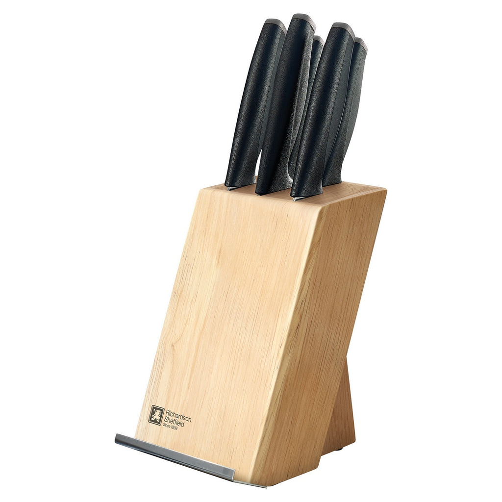 Advantage - Bloc 5 Pièces Lames Inox Avec Porte Tablette - Bois Naturel