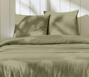 Parure de Lit Complète - 3 pièces - 100% Gaze de Coton - Vert De Gris