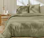 Ozen - Parure De Lit Complète - 100% Gaze De Coton - Vert De Gris
