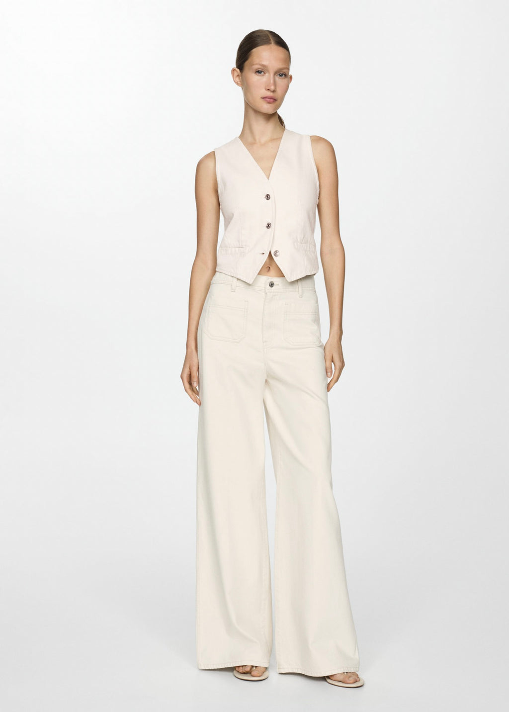 Gilet En Jean Boutons - Off White
