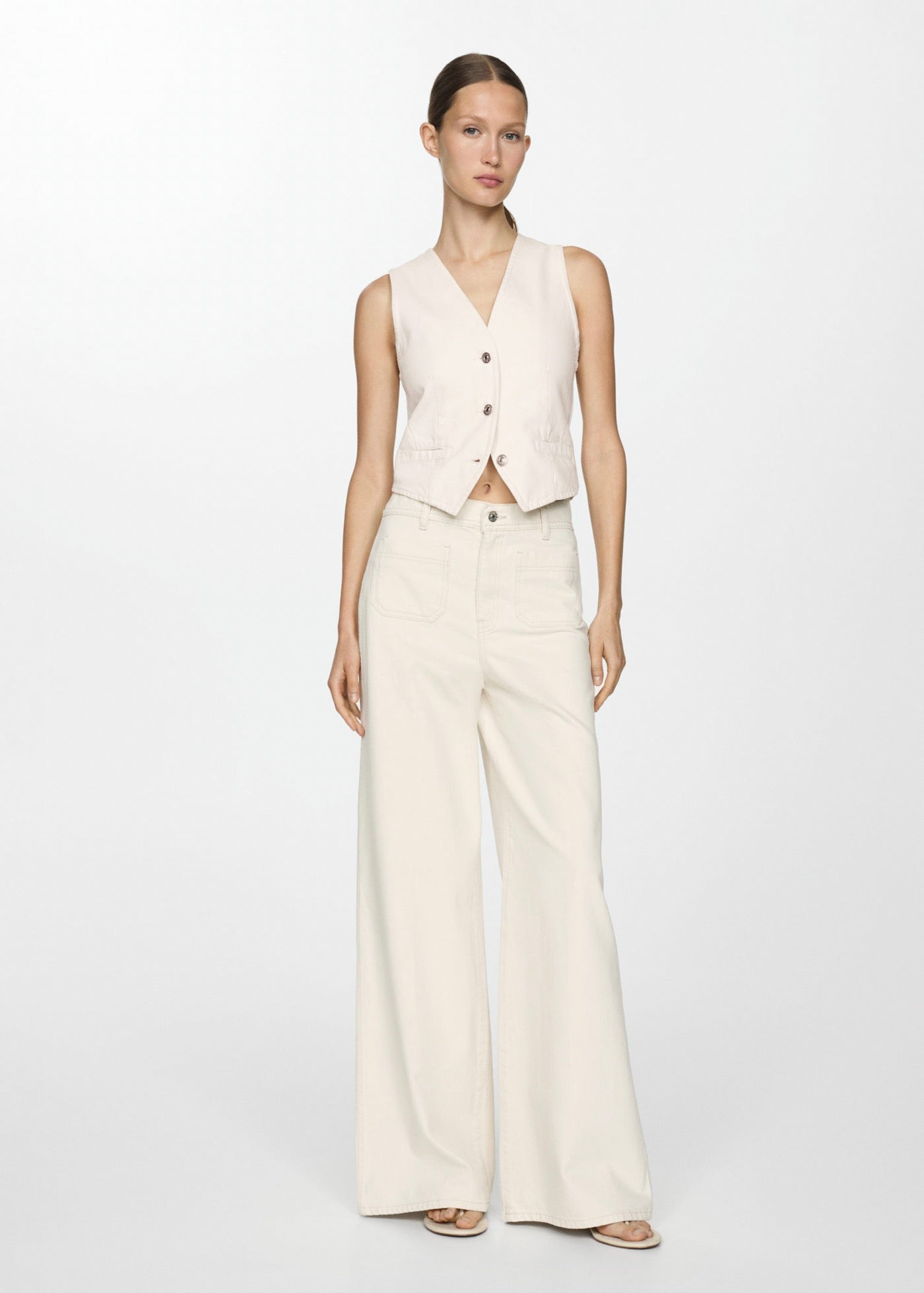 Gilet En Jean Boutons - Off White