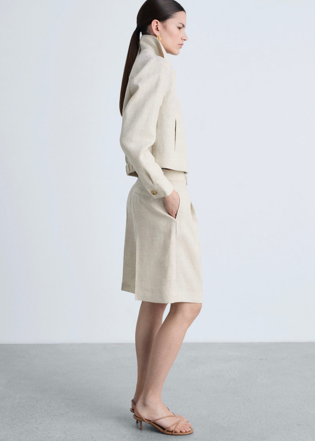 Veste 100% Lin Fermeture Éclair - Light/Pastel Grey