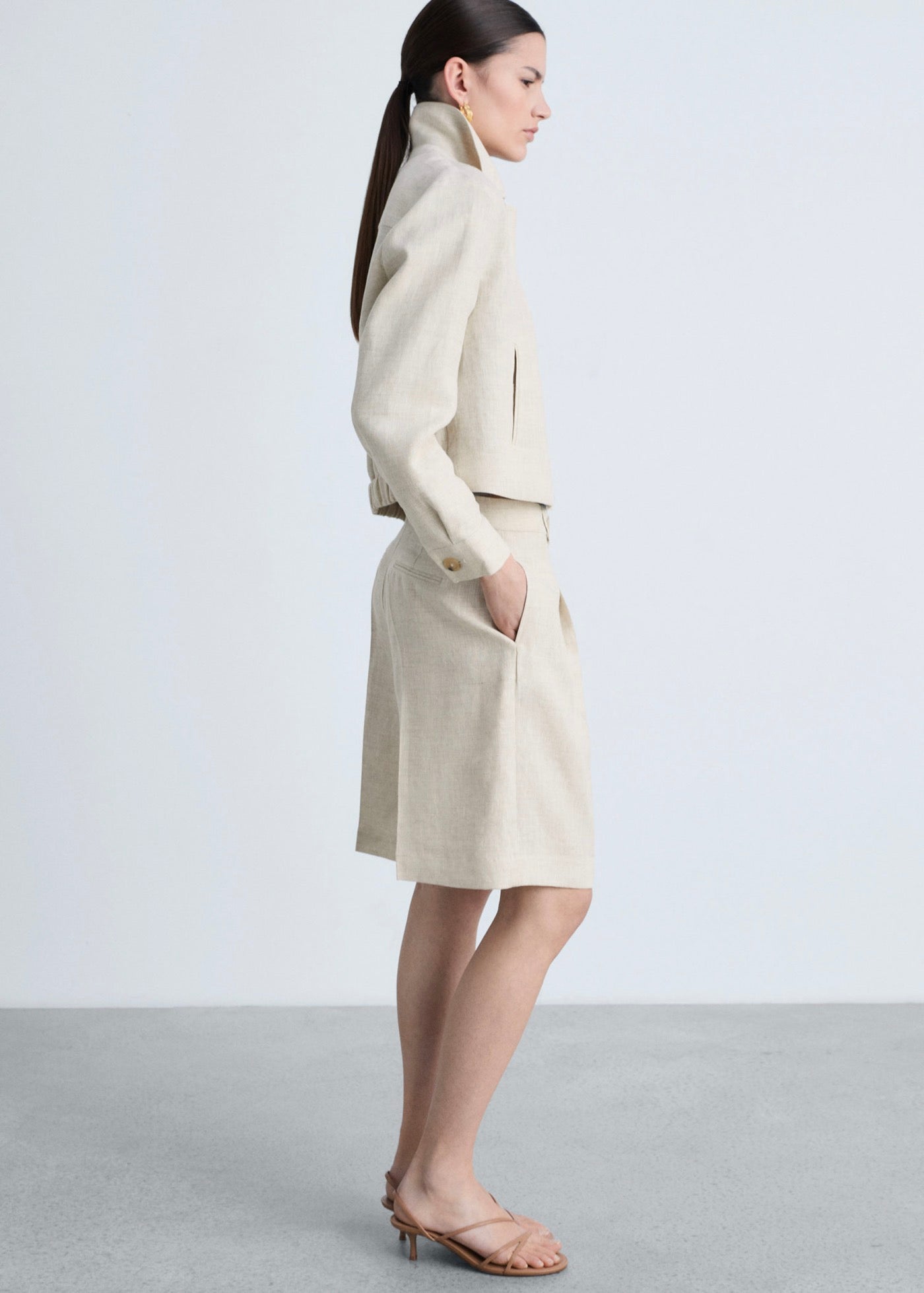 Veste 100% Lin Fermeture Éclair - Light/Pastel Grey