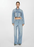 Blouson En Jean Bas Effiloché - Medium Blue