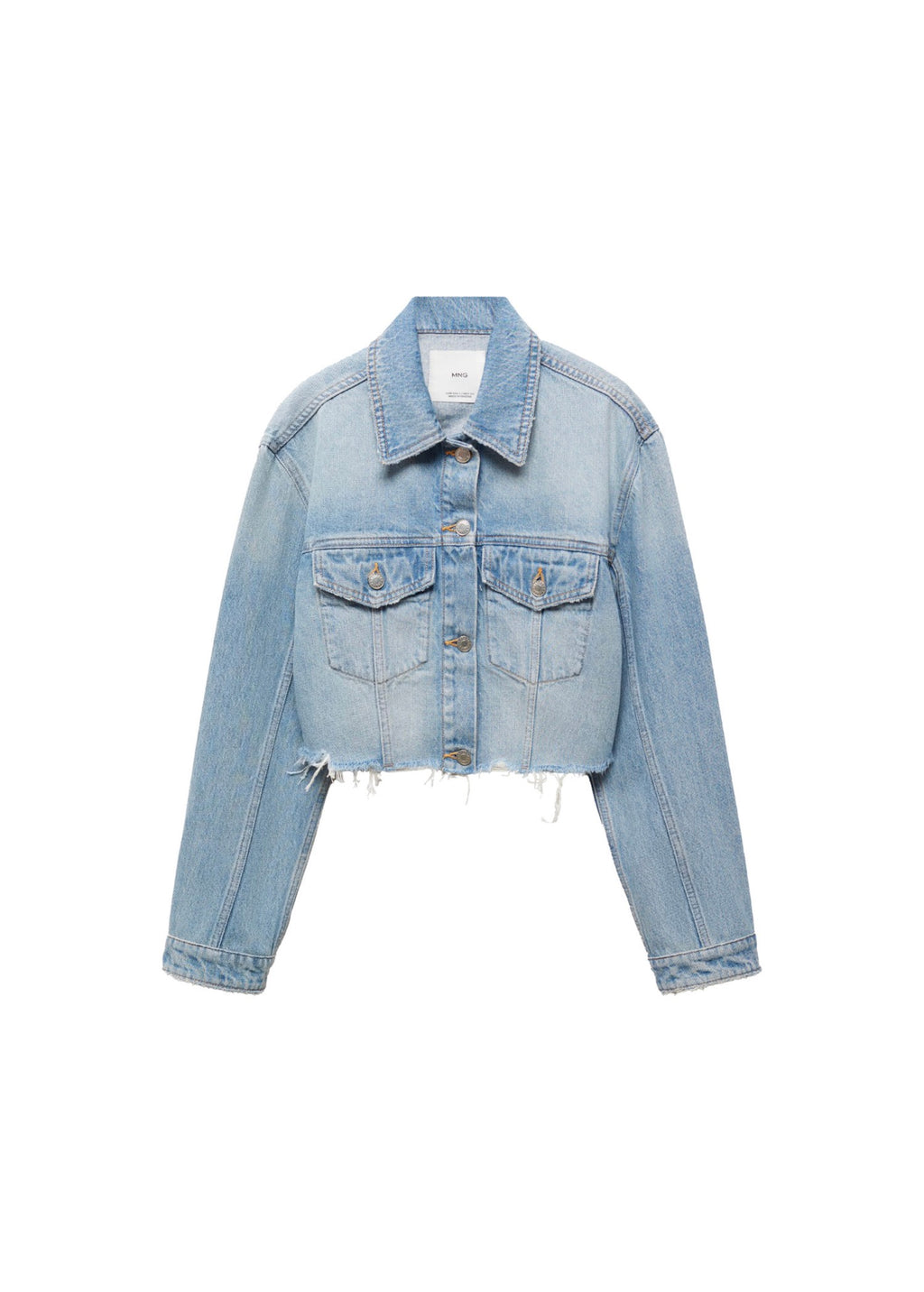 Blouson En Jean Bas Effiloché - Medium Blue