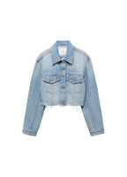 Blouson En Jean Bas Effiloché - Medium Blue