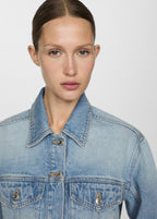 Blouson En Jean Bas Effiloché - Medium Blue