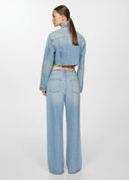 Blouson En Jean Bas Effiloché - Medium Blue