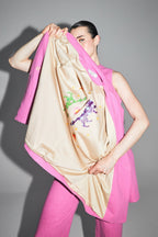 Blazer Ema de lino rosa vibrante