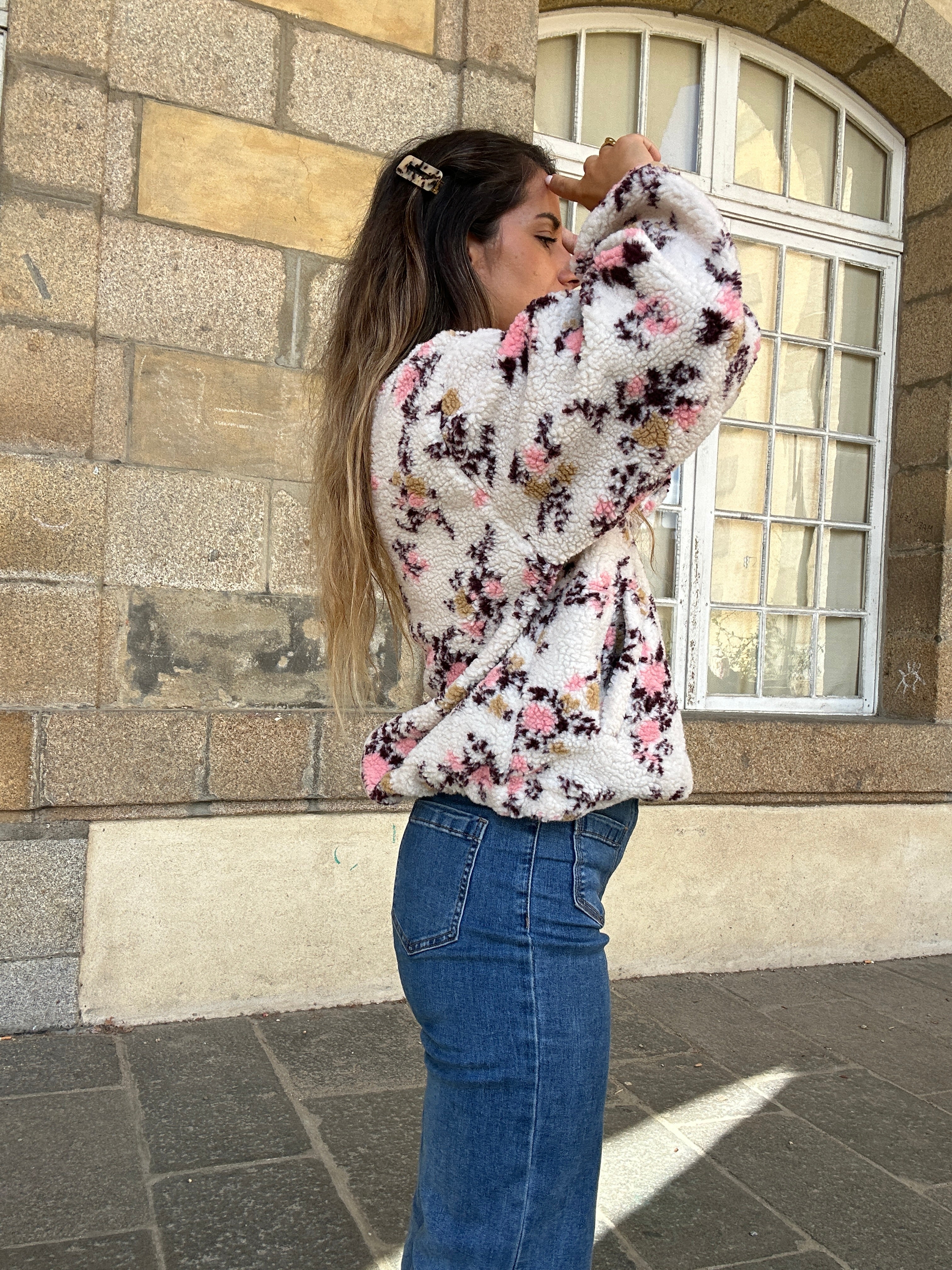 Jersey de borreguito floral Gina
