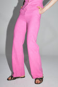 Le Pantalon Yves En Lin Rose Vibrant