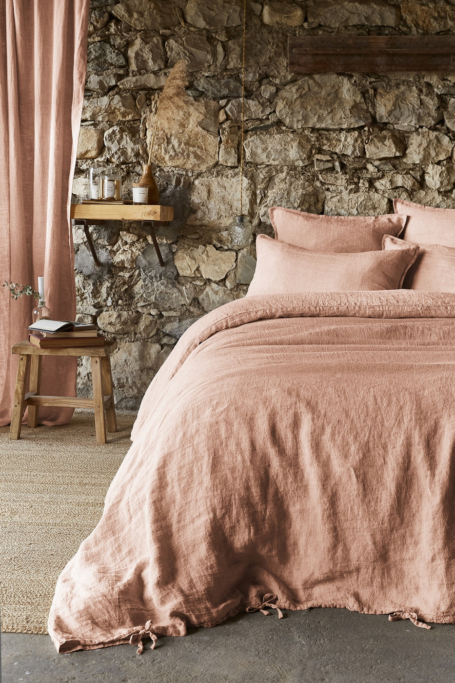 Soline - Housse De Couette - Lin Lavé - Vieux Rose