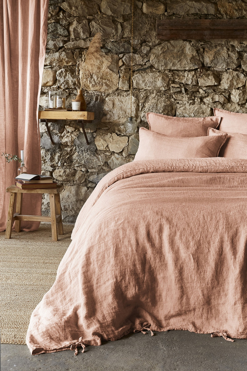 Housse De Couette - Lin Lavé - Soline - Vieux Rose