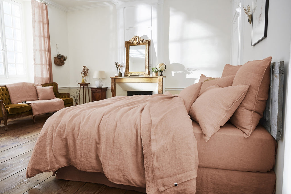 Soline - Housse De Couette - Lin Lavé - Vieux Rose