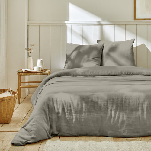 Complete Bedding Set 100% Cotton Gauze - Pebble Gray