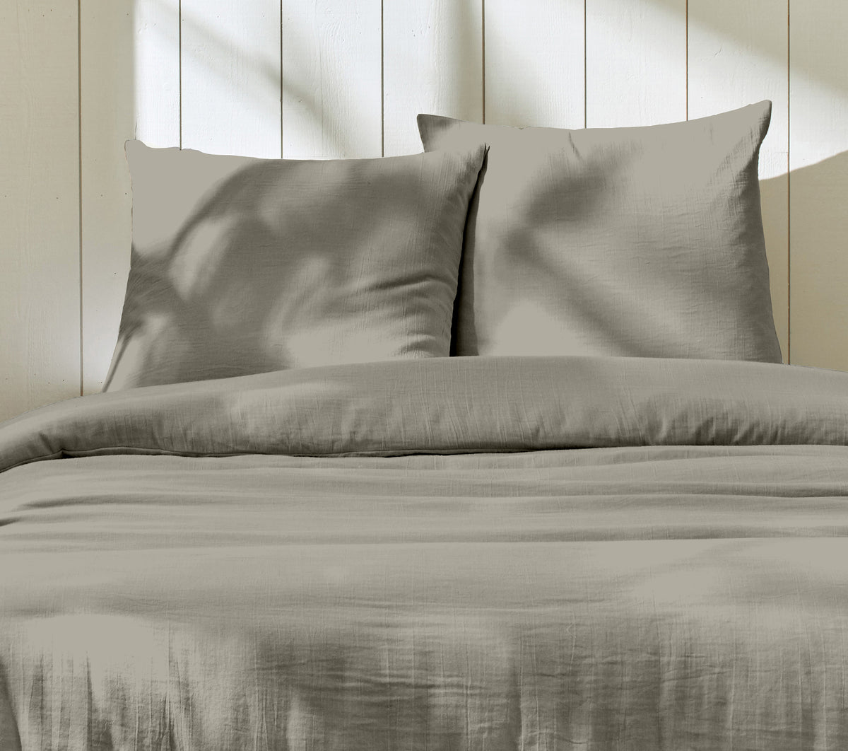 Ozen - Parure Da Letto Completa - 100% Garza Di Cotone - Grigio Ciottolo