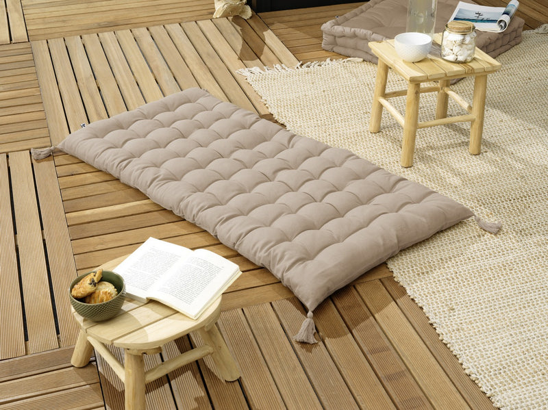 Matelas De Sol Avec Pompons - Coton Uni - Kala Ficelle