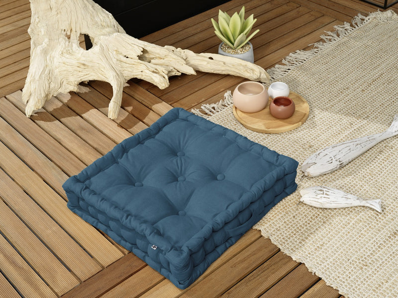 Coussin De Sol - Coton Uni - Kala - Bleu Jean