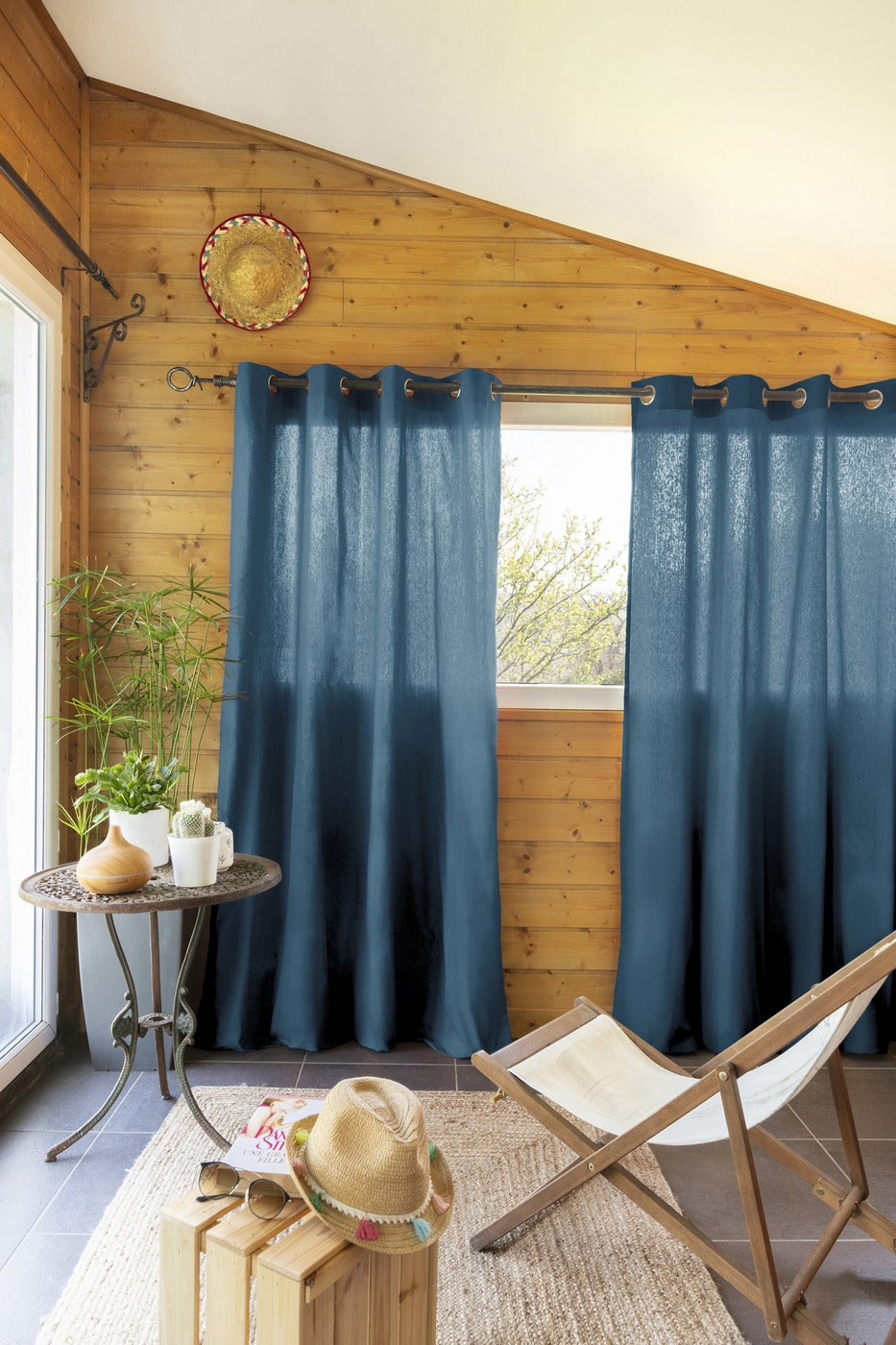 Kala - Curtain - Plain Cotton - Denim Blue