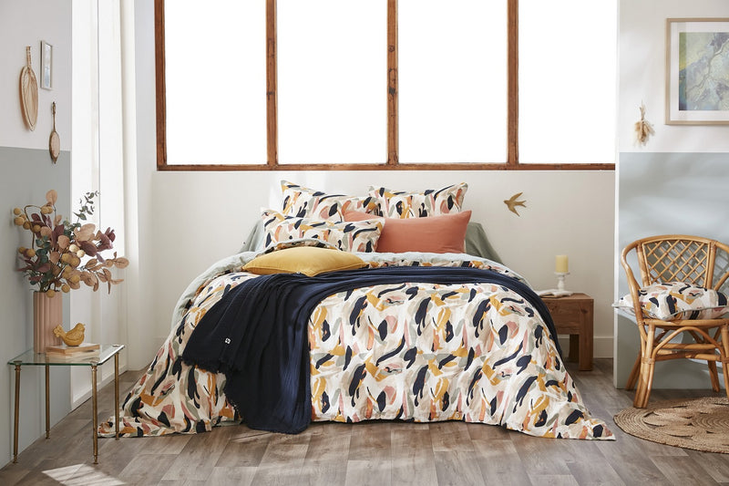 Housse De Couette Réversible - Gaze De Coton Imprimée - Julia - Eucalyptus