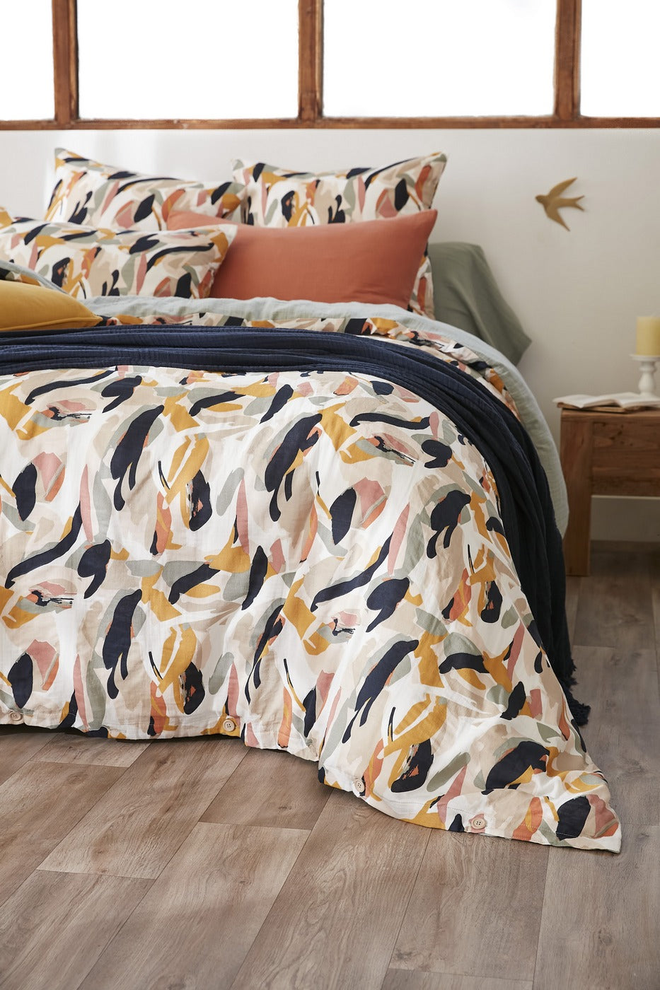 Julia - Funda Nórdica Reversible - Gasa de Algodón Estampada - Eucalipto