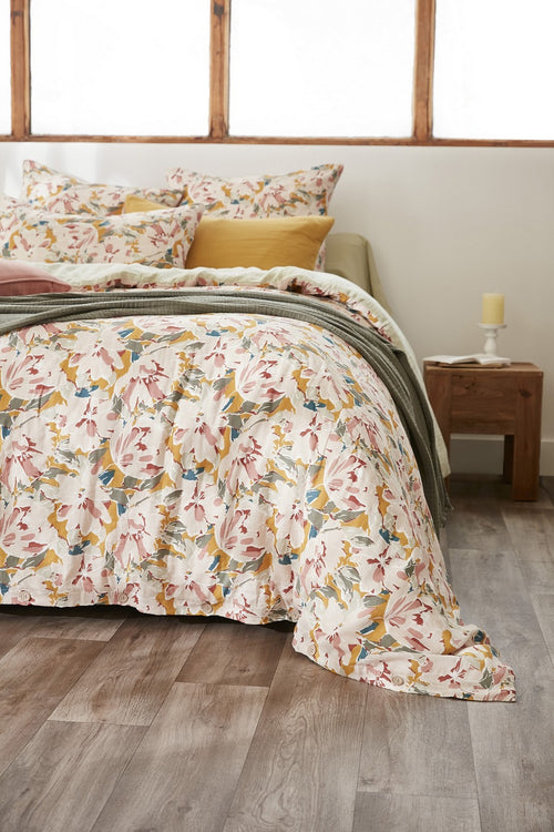 Housse De Couette Réversible - Gaze De Coton Imprimée - Clarence - Vert D'Eau