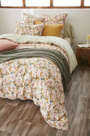 Housse De Couette Réversible - Gaze De Coton Imprimée - Clarence - Vert D'Eau