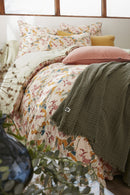 Housse De Couette Réversible - Gaze De Coton Imprimée - Clarence - Vert D'Eau