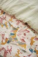 Housse De Couette Réversible - Gaze De Coton Imprimée - Clarence - Vert D'Eau