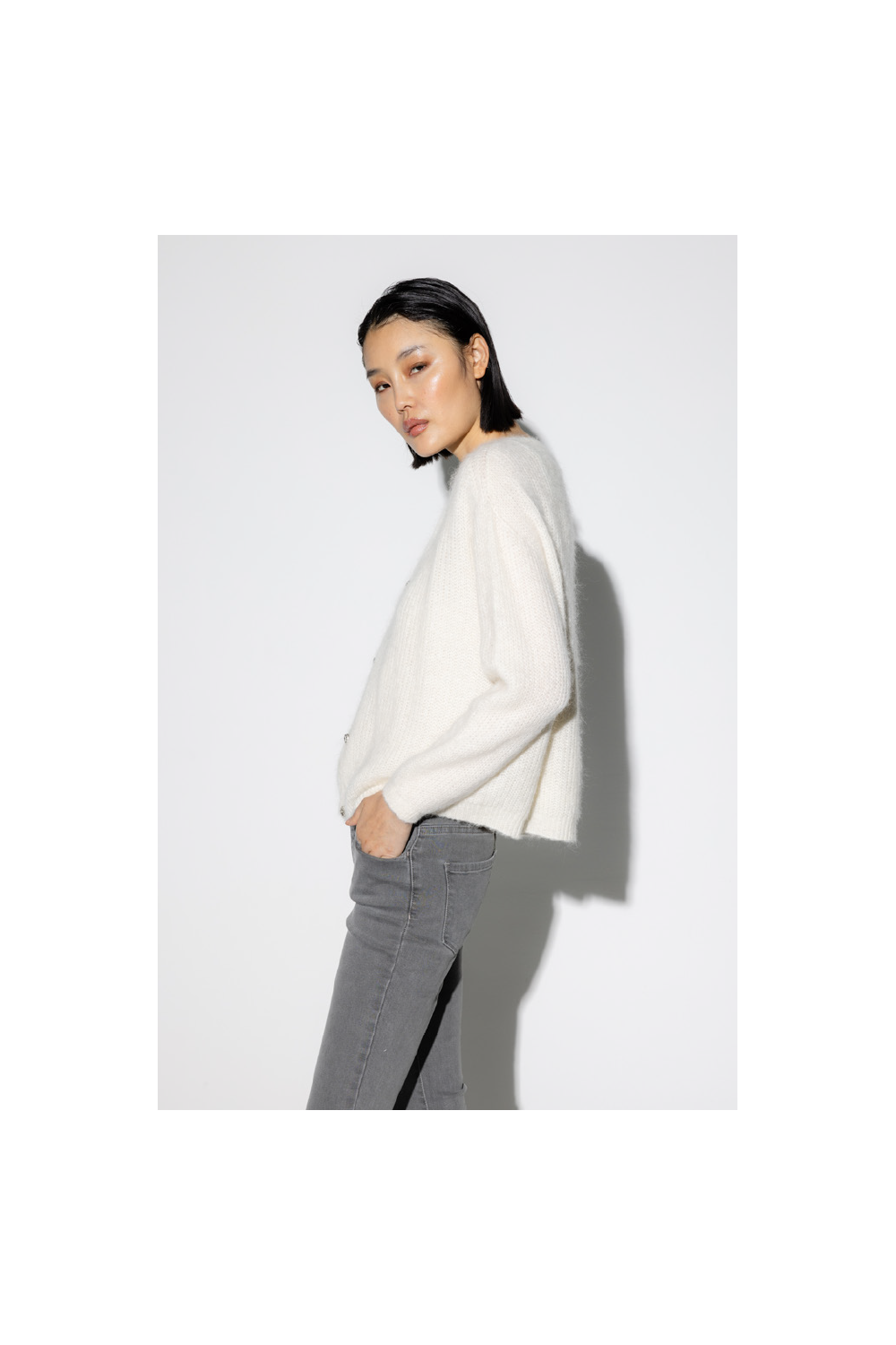 Le Cardigan Angelo Baby Alpaga Blanc Fabriqué En Italie