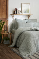 Housse De Couette Réversible - Gaze De Coton Tissée Teinte - Gaïa Match - Eucalyptus