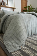 Housse De Couette Réversible - Gaze De Coton Tissée Teinte - Gaïa Match - Eucalyptus