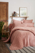 Gaïa Match - Housse De Couette Réversible - Double Gaze De Coton Tissée Teinte - Rose Pêche