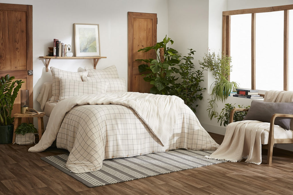 Gaïa Match - Housse De Couette Réversible - Double Gaze De Coton Tissée Teinte - Pampa