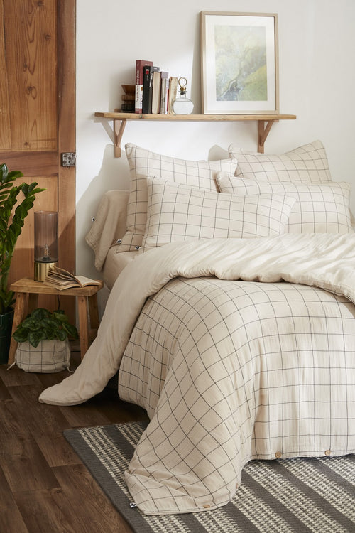 Housse De Couette Réversible - Gaze De Coton Tissée Teinte - Gaïa Match - Pampa