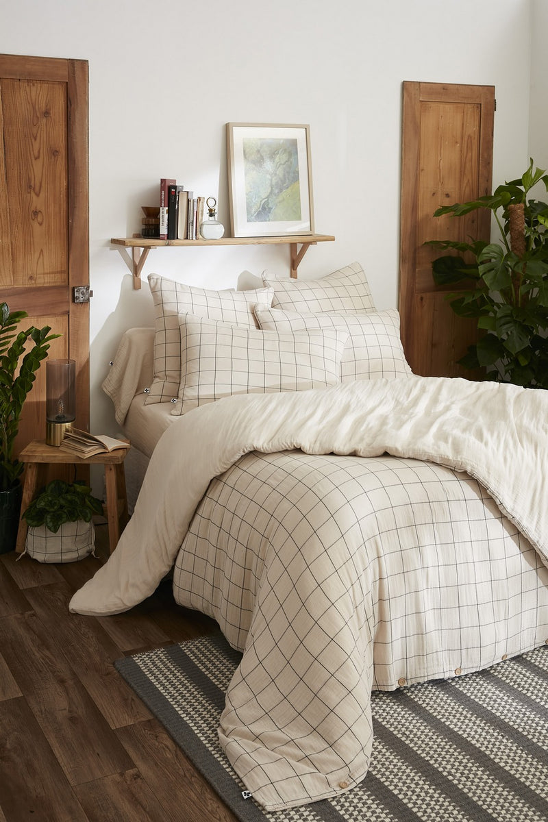 Housse De Couette Réversible - Gaze De Coton Tissée Teinte - Gaïa Match - Pampa