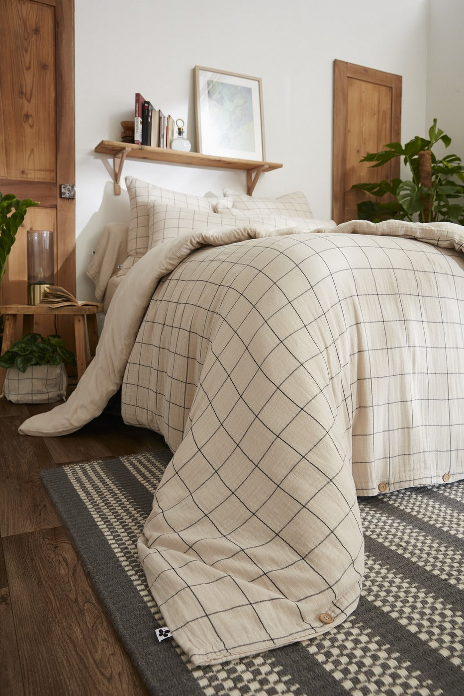 Gaïa Match - Housse De Couette Réversible - Double Gaze De Coton Tissée Teinte - Pampa