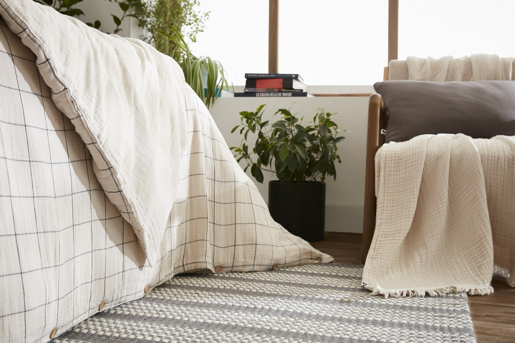 Gaïa Match - Housse De Couette Réversible - Double Gaze De Coton Tissée Teinte - Pampa