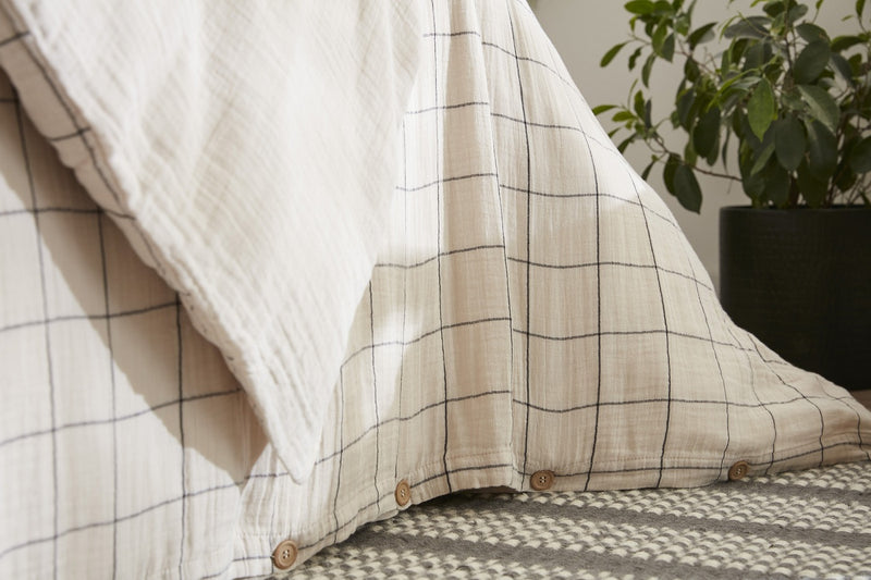 Housse De Couette Réversible - Gaze De Coton Tissée Teinte - Gaïa Match - Pampa