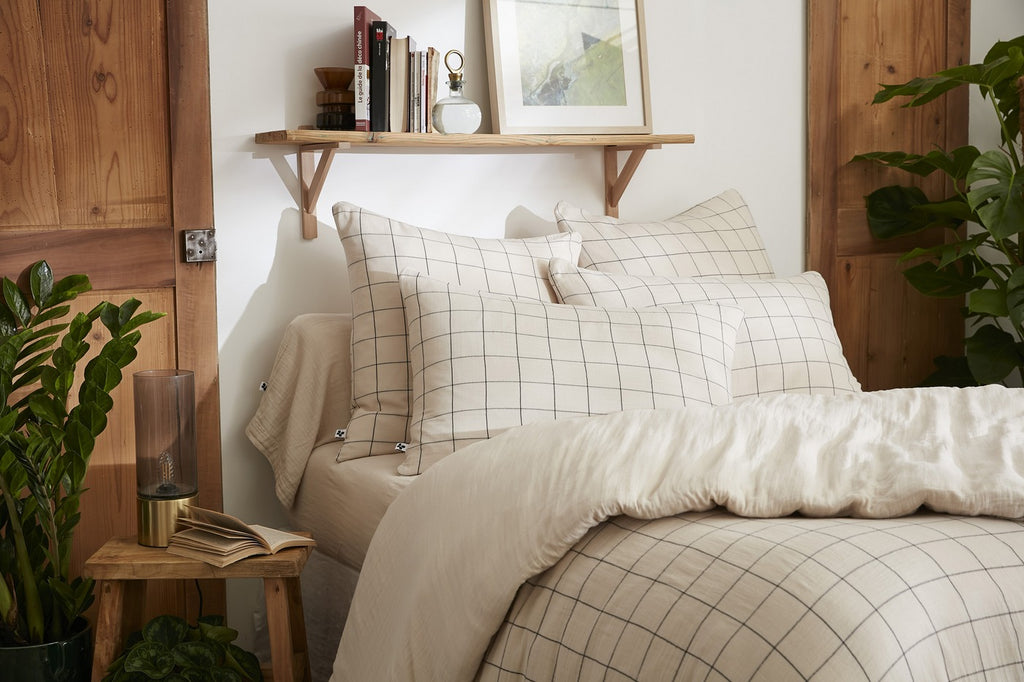 Gaïa Match - Housse De Couette Réversible - Double Gaze De Coton Tissée Teinte - Pampa