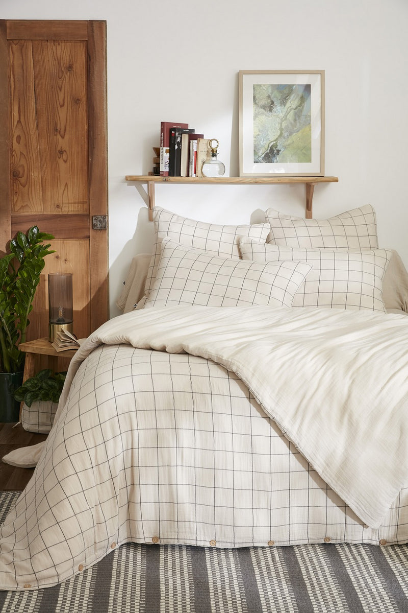 Housse De Couette Réversible - Gaze De Coton Tissée Teinte - Gaïa Match - Pampa