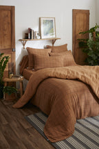 Gaïa Match - Housse De Couette Réversible - Double Gaze De Coton Tissée Teinte - Camel