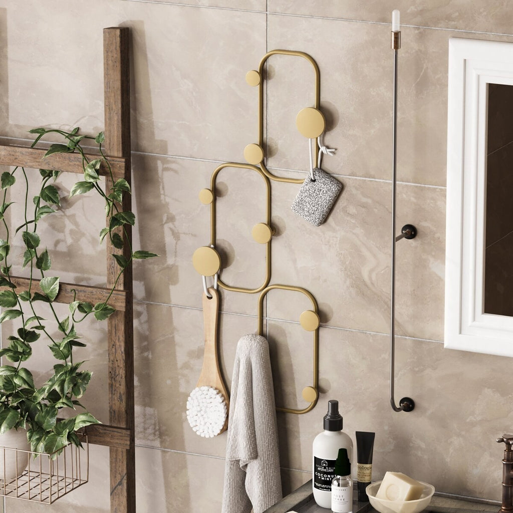 Lizzard - Wall-Mounted Coat Rack with 6 Hooks - Gold Metal